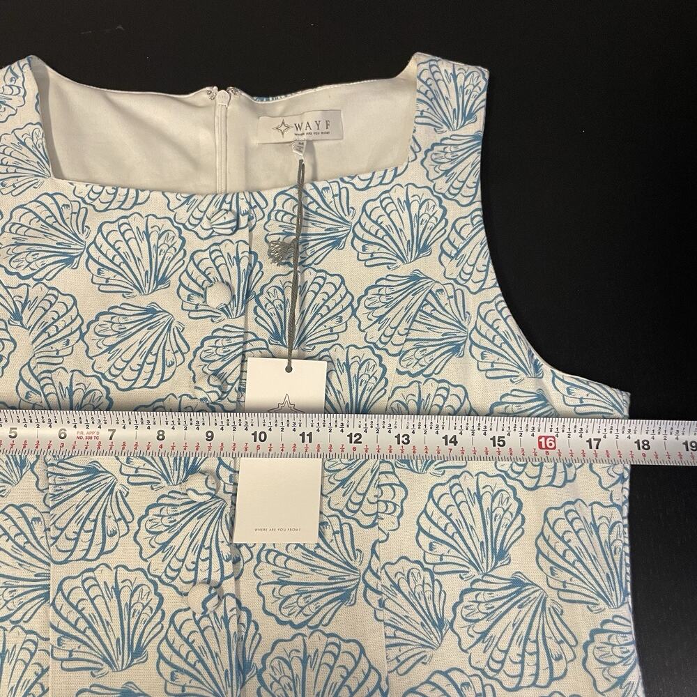 WAYF Sun Dress Coastal Beach Shell Vacation Womens Size M NWT Linen M Blue White - Picture 11 of 12